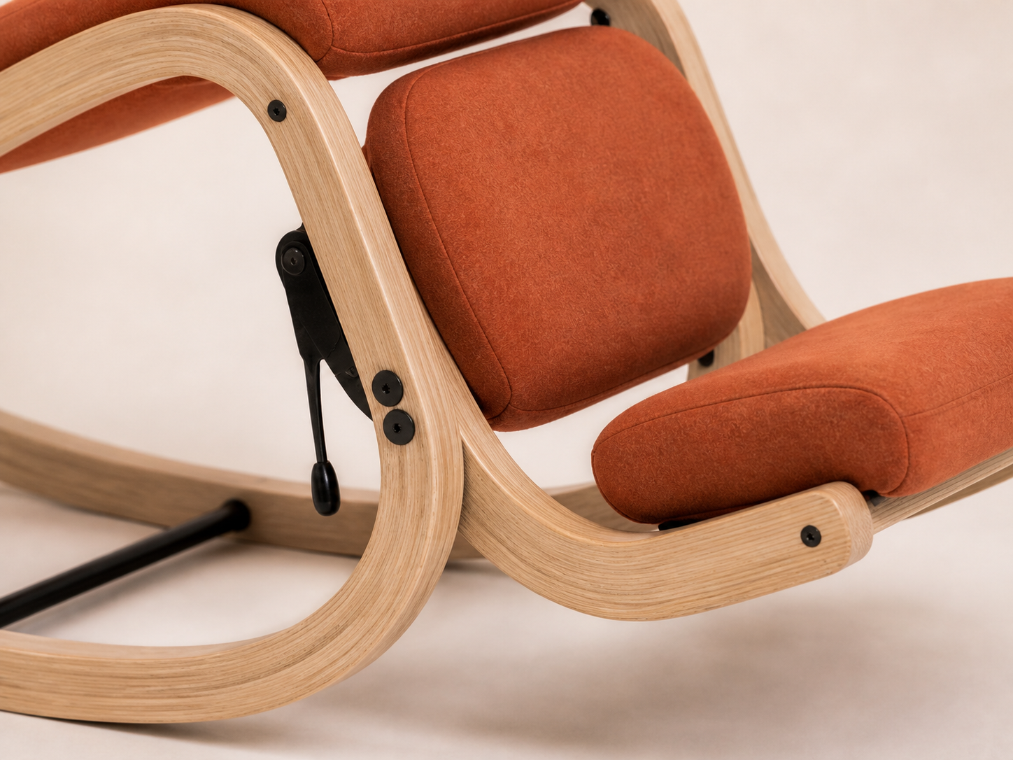 AUTHË v2 · Restline Reclining Rocker · rail, ratchet and upholstery detail