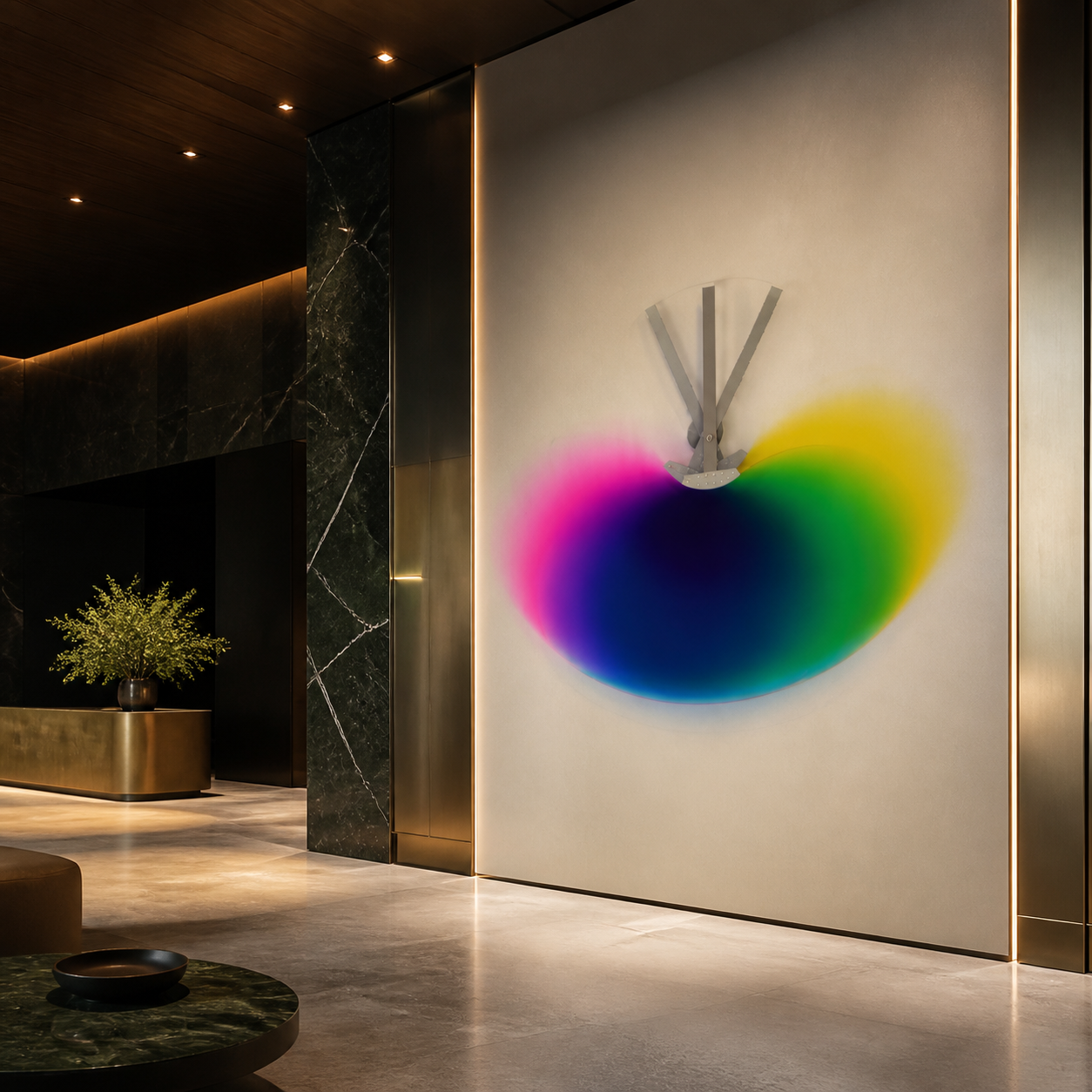 Chroma Arc installation in a dark gallery-like interior