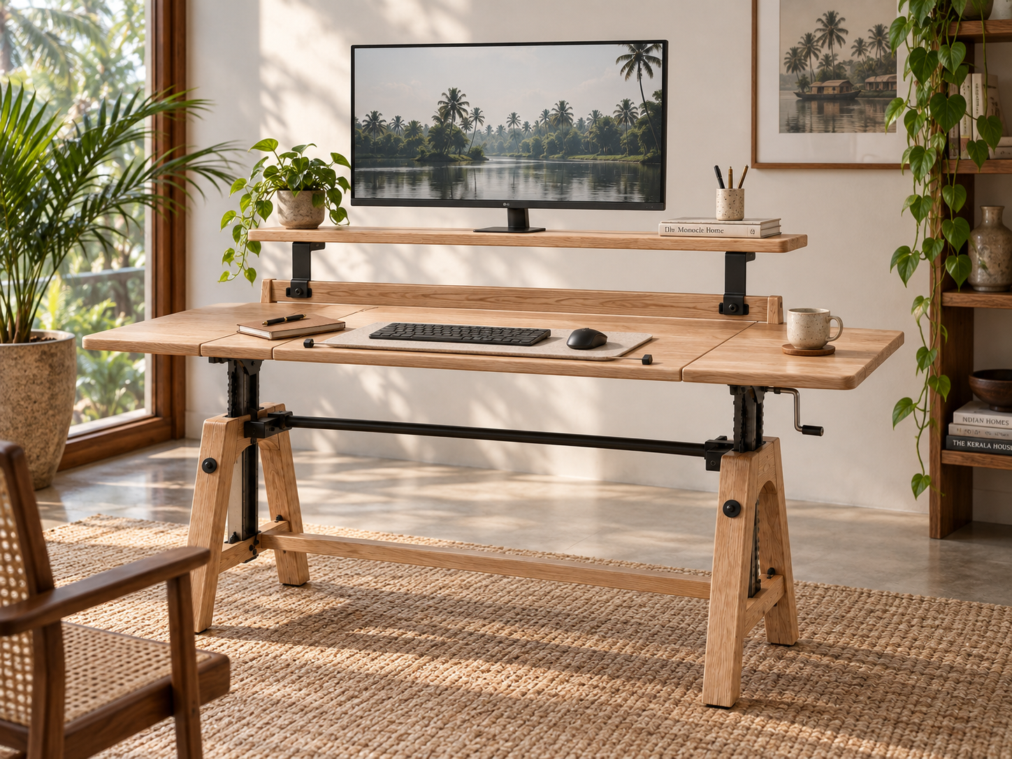 Counterpoise Monitor Shelf concept placement: On the desk rear rail