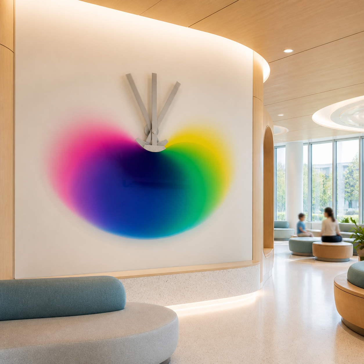 Chroma Arc kinetic light sculpture casting prismatic colour across a wall