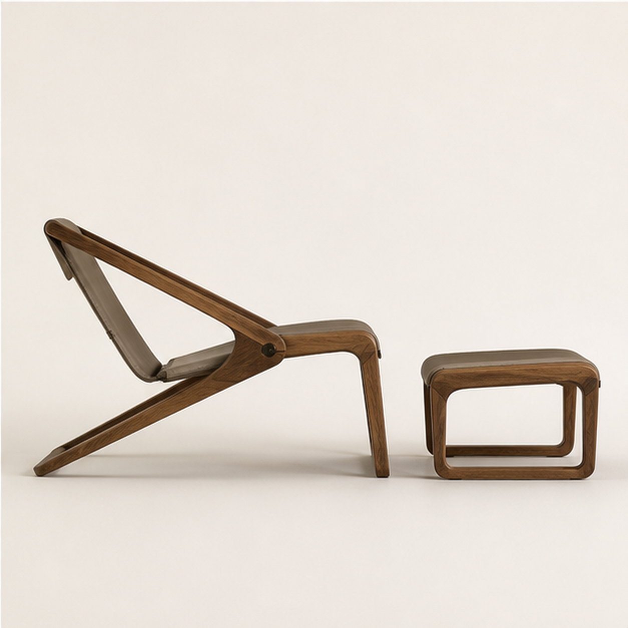Fold Lounge complete studio side profile with ottoman
