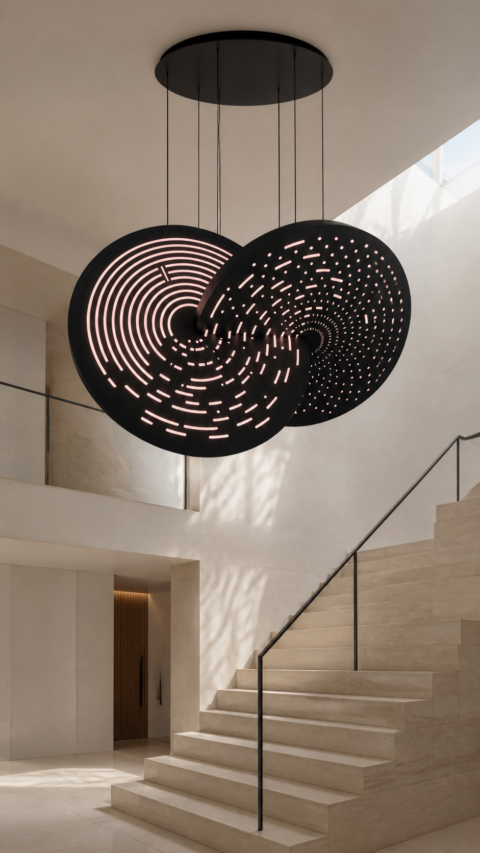 Parallax in a suspended architectural configuration