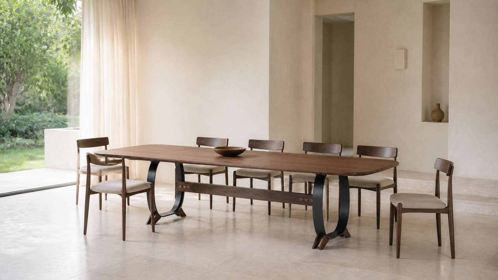Span 280 Dining Table in a light Kozhikode residence · AUTHË v2 panoramic header design visualisation