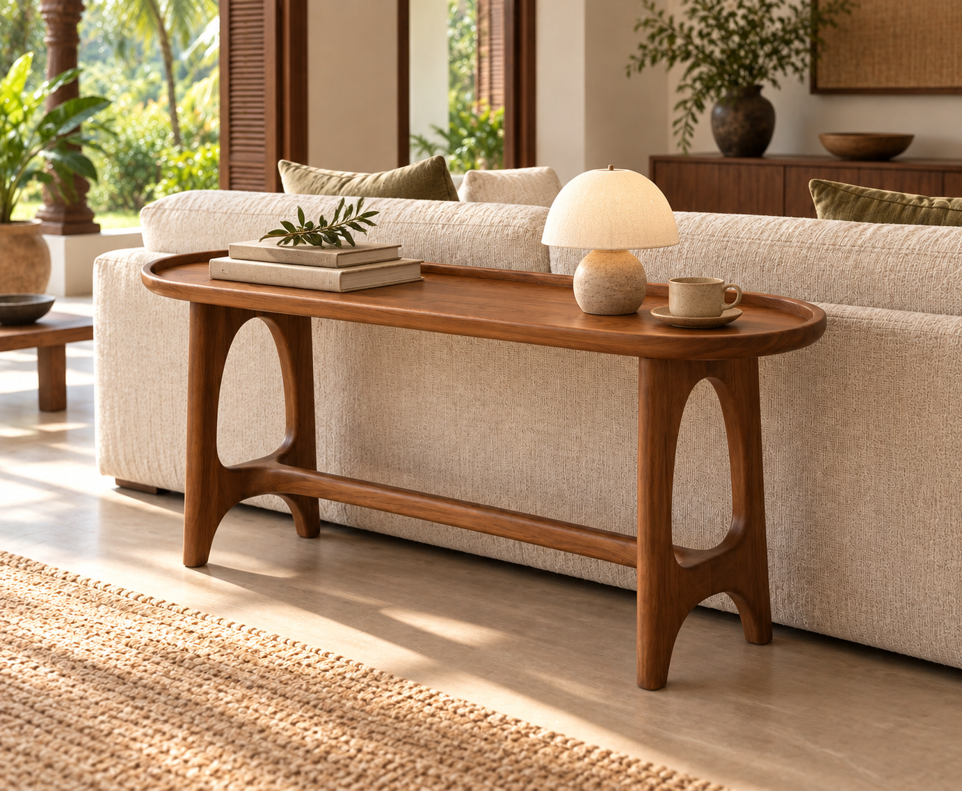 Nira Sofa Table concept placement: Following the sofa