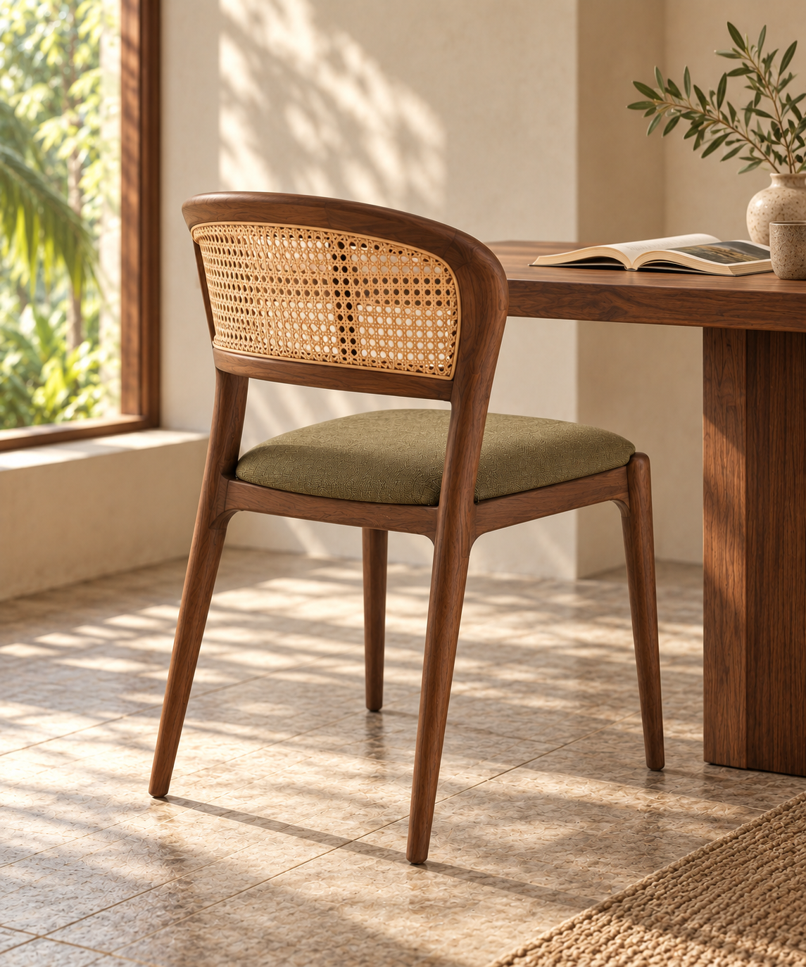 Vela Dining Chair concept use case: Dining, then working